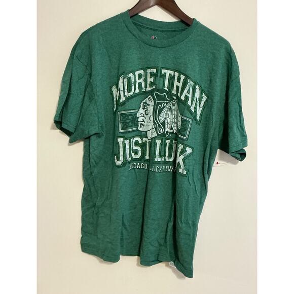 Majestic More Than Just Luck Green Chicago Blackhawks Shirt XL - Picture 1 of 7